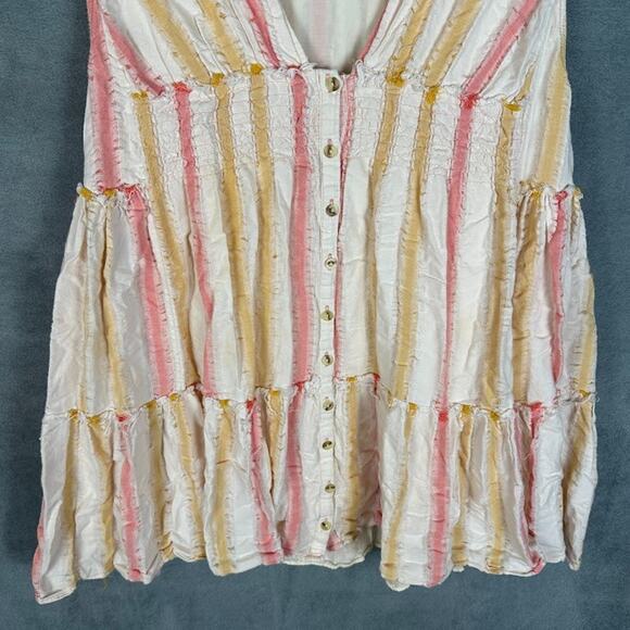 Free People Dress Womens Medium Pink Babydoll Tiered Boho Beach Whimsy Fairy - Picture 4 of 13